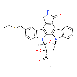 ChemSpider 2D Image | methyl (5S,6R,8R)-2-[(ethylsulfanyl)methyl]-6-hydroxy-5-methyl-13-oxo-5,6,7,8,14,15-hexahydro-13H-5,8-epoxy-4b,8a,14-triazadibenzo[b,h]cycloocta[1,2,3,4-jkl]cyclopenta[e]-as-indacene-6-carboxylate | C30H27N3O5S