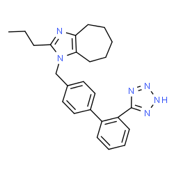 ChemSpider 2D Image | 2-Propyl-1-{[2'-(1H-tetrazol-5-yl)-4-biphenylyl]methyl}-1,4,5,6,7,8-hexahydrocyclohepta[d]imidazole | C25H28N6