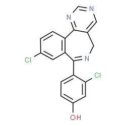 ChemSpider 2D Image | 3-Chloro-4-(9-chloro-5H-pyrimido[5,4-d][2]benzazepin-7-yl)phenol | C18H11Cl2N3O