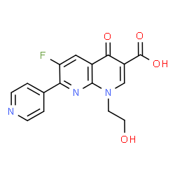ChemSpider 2D Image | 6-Fluoro-1-(2-hydroxyethyl)-4-oxo-7-(4-pyridinyl)-1,4-dihydro-1,8-naphthyridine-3-carboxylic acid | C16H12FN3O4
