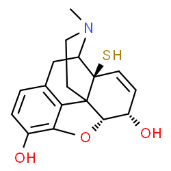 ChemSpider 2D Image | (5alpha,6alpha)-17-Methyl-14-sulfanyl-7,8-didehydro-4,5-epoxymorphinan-3,6-diol | C17H19NO3S