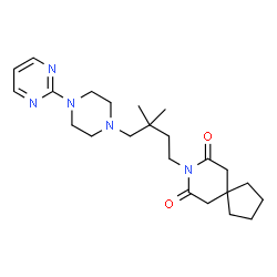 ChemSpider 2D Image | 8-{3,3-Dimethyl-4-[4-(2-pyrimidinyl)-1-piperazinyl]butyl}-8-azaspiro[4.5]decane-7,9-dione | C23H35N5O2