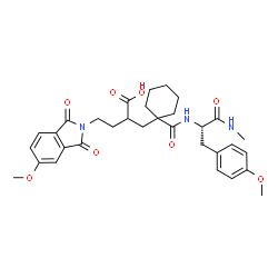 ChemSpider 2D Image | 4-(5-Methoxy-1,3-dioxo-1,3-dihydro-2H-isoindol-2-yl)-2-[(1-{[(2S)-3-(4-methoxyphenyl)-1-(methylamino)-1-oxo-2-propanyl]carbamoyl}cyclohexyl)methyl]butanoic acid | C32H39N3O8