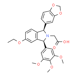 ChemSpider 2D Image | [(1R,3S)-1-(1,3-Benzodioxol-5-yl)-5-ethoxy-3-(3,4,5-trimethoxyphenyl)-1,3-dihydro-2H-isoindol-2-yl]acetic acid | C28H29NO8