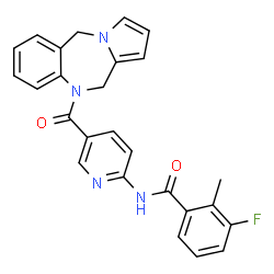 ChemSpider 2D Image | 3-Fluoro-2-methyl-N-[5-(5H-pyrrolo[2,1-c][1,4]benzodiazepin-10(11H)-ylcarbonyl)-2-pyridinyl]benzamide | C26H21FN4O2