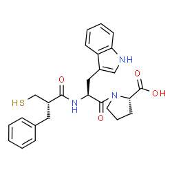 ChemSpider 2D Image | N-[(2S)-2-Benzyl-3-sulfanylpropanoyl]-L-tryptophyl-L-proline | C26H29N3O4S