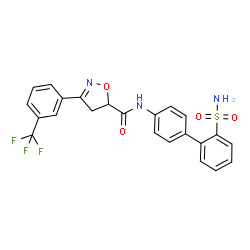 ChemSpider 2D Image | N-(2'-Sulfamoyl-4-biphenylyl)-3-[3-(trifluoromethyl)phenyl]-4,5-dihydro-1,2-oxazole-5-carboxamide | C23H18F3N3O4S