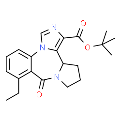 ChemSpider 2D Image | 2-Methyl-2-propanyl 8-ethyl-9-oxo-11,12,13,13a-tetrahydro-9H-imidazo[1,5-a]pyrrolo[2,1-c][1,4]benzodiazepine-1-carboxylate | C21H25N3O3