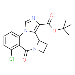 ChemSpider 2D Image | 2-Methyl-2-propanyl 8-chloro-9-oxo-12,12a-dihydro-9H,11H-azeto[2,1-c]imidazo[1,5-a][1,4]benzodiazepine-1-carboxylate | C18H18ClN3O3