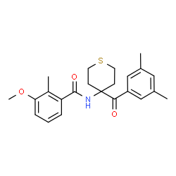 ChemSpider 2D Image | N-[4-(3,5-Dimethylbenzoyl)tetrahydro-2H-thiopyran-4-yl]-3-methoxy-2-methylbenzamide | C23H27NO3S