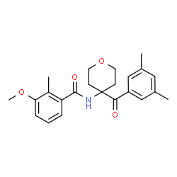 ChemSpider 2D Image | N-[4-(3,5-Dimethylbenzoyl)tetrahydro-2H-pyran-4-yl]-3-methoxy-2-methylbenzamide | C23H27NO4