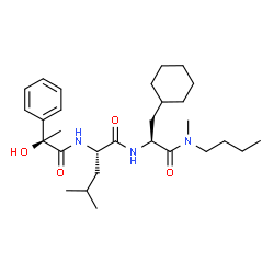 ChemSpider 2D Image | N-[(2R)-2-Hydroxy-2-phenylpropanoyl]-L-leucyl-N-butyl-3-cyclohexyl-N-methyl-L-alaninamide | C29H47N3O4