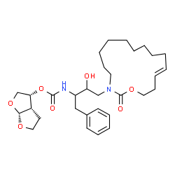 ChemSpider 2D Image | (3R,3aS,6aR)-Hexahydrofuro[2,3-b]furan-3-yl {3-hydroxy-4-[(13E)-2-oxo-1-oxa-3-azacyclohexadec-13-en-3-yl]-1-phenyl-2-butanyl}carbamate | C31H46N2O7