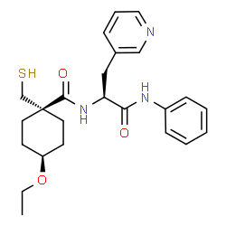 ChemSpider 2D Image | trans-N-[(2S)-1-Anilino-1-oxo-3-(3-pyridinyl)-2-propanyl]-4-ethoxy-1-(sulfanylmethyl)cyclohexanecarboxamide | C24H31N3O3S