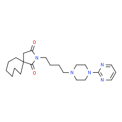 ChemSpider 2D Image | 2-{4-[4-(2-Pyrimidinyl)-1-piperazinyl]butyl}-2-azaspiro[4.6]undecane-1,3-dione | C22H33N5O2