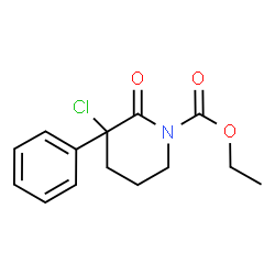 ChemSpider 2D Image | Ethyl 3-chloro-2-oxo-3-phenyl-1-piperidinecarboxylate | C14H16ClNO3