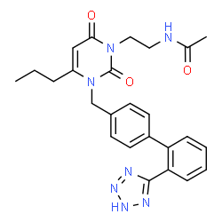 ChemSpider 2D Image | N-{2-[2,6-Dioxo-4-propyl-3-{[2'-(1H-tetrazol-5-yl)-4-biphenylyl]methyl}-3,6-dihydro-1(2H)-pyrimidinyl]ethyl}acetamide | C25H27N7O3