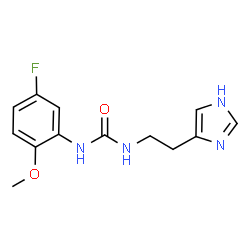 ChemSpider 2D Image | 1-(5-Fluoro-2-methoxyphenyl)-3-[2-(1H-imidazol-4-yl)ethyl]urea | C13H15FN4O2