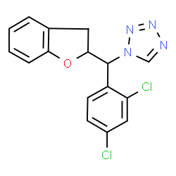 ChemSpider 2D Image | 1-[(2,4-Dichlorophenyl)(2,3-dihydro-1-benzofuran-2-yl)methyl]-1H-tetrazole | C16H12Cl2N4O
