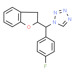ChemSpider 2D Image | 1-[2,3-Dihydro-1-benzofuran-2-yl(4-fluorophenyl)methyl]-1H-tetrazole | C16H13FN4O