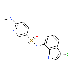 ChemSpider 2D Image | N-(3-Chloro-1H-indol-7-yl)-6-(methylamino)-3-pyridinesulfonamide | C14H13ClN4O2S