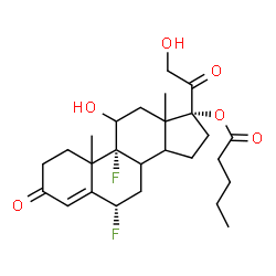 ChemSpider 2D Image | (6alpha,8xi,10xi,13xi,14xi)-6,9-Difluoro-11,21-dihydroxy-3,20-dioxopregn-4-en-17-yl valerate | C26H36F2O6