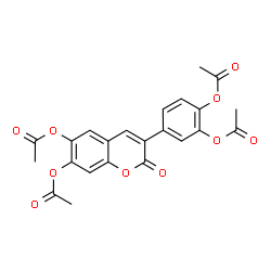 ChemSpider 2D Image | 3-(3,4-Diacetoxyphenyl)-2-oxo-2H-chromene-6,7-diyl diacetate | C23H18O10