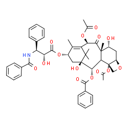 ChemSpider 2D Image | (2alpha,3xi,5beta,7alpha,10beta,13alpha)-4,10-Diacetoxy-13-{[(2R,3S)-3-(benzoylamino)-2-hydroxy-3-phenylpropanoyl]oxy}-1,7-dihydroxy-9-oxo-5,20-epoxytax-11-en-2-yl benzoate | C47H51NO14