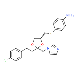 ChemSpider 2D Image | 4-({[(2R,4R)-2-[2-(4-Chlorophenyl)ethyl]-2-(1H-imidazol-1-ylmethyl)-1,3-dioxolan-4-yl]methyl}sulfanyl)aniline | C22H24ClN3O2S