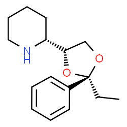 ChemSpider 2D Image | (2R)-2-[(2R)-2-Ethyl-2-phenyl-1,3-dioxolan-4-yl]piperidine | C16H23NO2