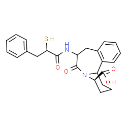 ChemSpider 2D Image | (4R)-6-Oxo-7-[(3-phenyl-2-sulfanylpropanoyl)amino]-1,2,3,4,6,7,8,12b-octahydropyrido[2,1-a][2]benzazepine-4-carboxylic acid | C24H26N2O4S