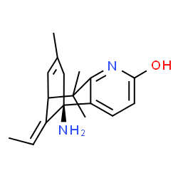 ChemSpider 2D Image | (1R,13E)-1-Amino-13-ethylidene-8,8,11-trimethyl-6-azatricyclo[7.3.1.0~2,7~]trideca-2,4,6,10-tetraen-5-ol | C17H22N2O