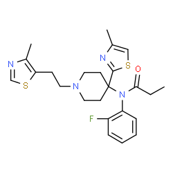 ChemSpider 2D Image | N-(2-Fluorophenyl)-N-{4-(4-methyl-1,3-thiazol-2-yl)-1-[2-(4-methyl-1,3-thiazol-5-yl)ethyl]-4-piperidinyl}propanamide | C24H29FN4OS2