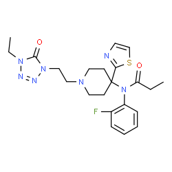 ChemSpider 2D Image | N-{1-[2-(4-Ethyl-5-oxo-4,5-dihydro-1H-tetrazol-1-yl)ethyl]-4-(1,3-thiazol-2-yl)-4-piperidinyl}-N-(2-fluorophenyl)propanamide | C22H28FN7O2S