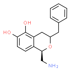 ChemSpider 2D Image | (1R)-1-(Aminomethyl)-3-benzyl-3,4-dihydro-1H-isochromene-5,6-diol | C17H19NO3