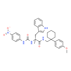 ChemSpider 2D Image | N-{[1-(4-Methoxyphenyl)cyclohexyl]methyl}-alpha-methyl-Nalpha-[(4-nitrophenyl)carbamoyl]-L-tryptophanamide | C33H37N5O5