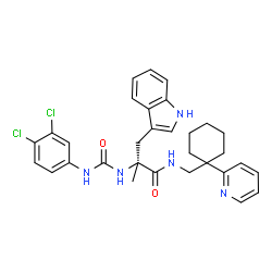 ChemSpider 2D Image | Nalpha-[(3,4-Dichlorophenyl)carbamoyl]-alpha-methyl-N-{[1-(2-pyridinyl)cyclohexyl]methyl}-L-tryptophanamide | C31H33Cl2N5O2