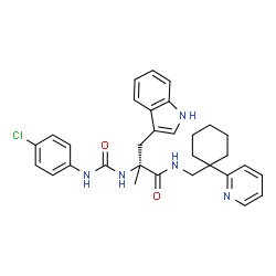 ChemSpider 2D Image | Nalpha-[(4-Chlorophenyl)carbamoyl]-alpha-methyl-N-{[1-(2-pyridinyl)cyclohexyl]methyl}-L-tryptophanamide | C31H34ClN5O2