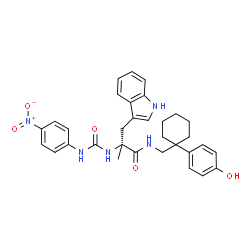 ChemSpider 2D Image | N-{[1-(4-Hydroxyphenyl)cyclohexyl]methyl}-alpha-methyl-Nalpha-[(4-nitrophenyl)carbamoyl]-L-tryptophanamide | C32H35N5O5