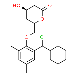 ChemSpider 2D Image | (4R)-6-({2-[Chloro(cyclohexyl)methyl]-4,6-dimethylphenoxy}methyl)-4-hydroxytetrahydro-2H-pyran-2-one | C21H29ClO4