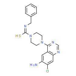 ChemSpider 2D Image | 4-(6-Amino-7-chloro-4-quinazolinyl)-N-benzyl-1-piperazinecarbothioamide | C20H21ClN6S
