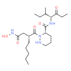 ChemSpider 2D Image | (3S)-2-{(2R)-2-[2-(Hydroxyamino)-2-oxoethyl]heptanoyl}-N-[(3R,4R)-3-methyl-5-oxo-4-heptanyl]hexahydro-3-pyridazinecarboxamide | C22H40N4O5