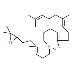 ChemSpider 2D Image | (8E)-N-[6-(3,3-Dimethyl-2-oxiranyl)-4-methyl-3-hexen-1-yl]-N,5,9,13-tetramethyl-4,8,12-tetradecatrien-1-amine | C29H51NO