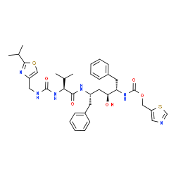 ChemSpider 2D Image | N-[(2S,4S,5S)-4-hydroxy-1,6-diphenyl-5-{[(1,3-thiazol-5-ylmethoxy)carbonyl]amino}hexan-2-yl]-N~2~-({[2-(propan-2-yl)-1,3-thiazol-4-yl]methyl}carbamoyl)-L-valinamide | C36H46N6O5S2