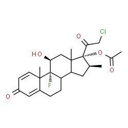 ChemSpider 2D Image | (8xi,10xi,11beta,13xi,14xi,16beta)-21-Chloro-9-fluoro-11-hydroxy-16-methyl-3,20-dioxopregna-1,4-dien-17-yl acetate | C24H30ClFO5