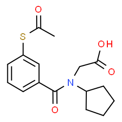 ChemSpider 2D Image | N-[3-(Acetylsulfanyl)benzoyl]-N-cyclopentylglycine | C16H19NO4S