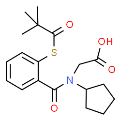 ChemSpider 2D Image | N-Cyclopentyl-N-{2-[(2,2-dimethylpropanoyl)sulfanyl]benzoyl}glycine | C19H25NO4S