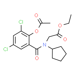 ChemSpider 2D Image | Ethyl N-(2-acetoxy-3,5-dichlorobenzoyl)-N-cyclopentylglycinate | C18H21Cl2NO5