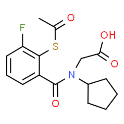 ChemSpider 2D Image | N-[2-(Acetylsulfanyl)-3-fluorobenzoyl]-N-cyclopentylglycine | C16H18FNO4S