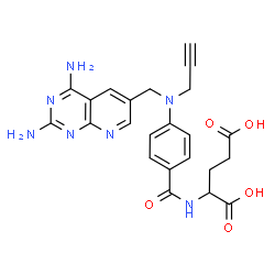 ChemSpider 2D Image | N-(4-{[(2,4-Diaminopyrido[2,3-d]pyrimidin-6-yl)methyl](2-propyn-1-yl)amino}benzoyl)glutamic acid | C23H23N7O5